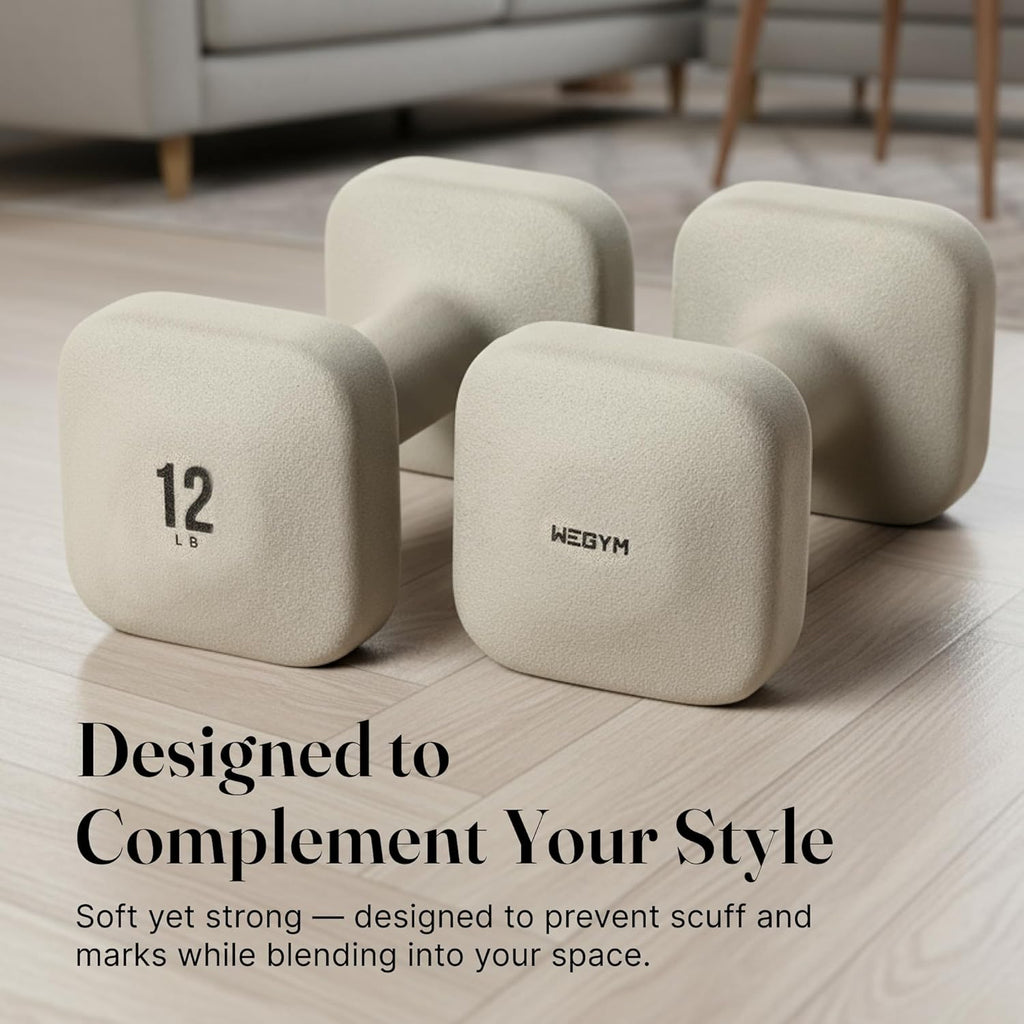 WeGym SafeGrip Square Dumbbells with Anti Slip Handles, Aesthetic Free Weights for Home Workouts, Stable Design Prevents Rolling during Floor Exercises