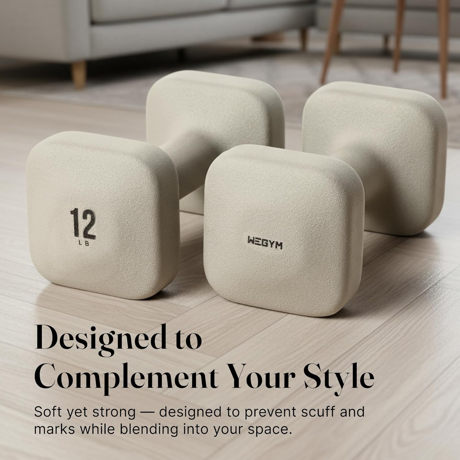 WeGym SafeGrip Square Dumbbells with Anti Slip Handles, Aesthetic Free Weights for Home Workouts, Stable Design Prevents Rolling during Floor Exercises